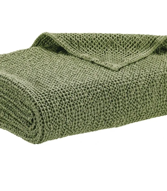 Jeté de canapé/ Couvre-lit 100% coton MAIA Vert Eucalyptus