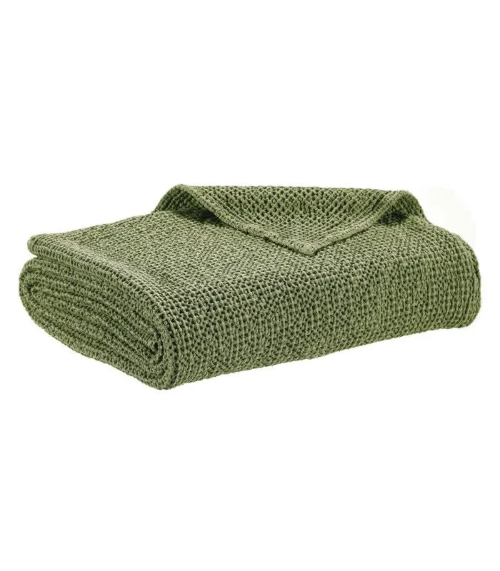 Jeté de canapé/ Couvre-lit 100% coton MAIA Vert Eucalyptus
