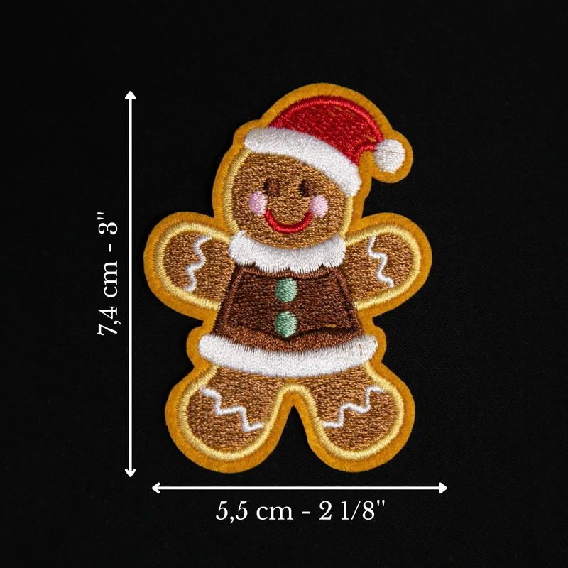 Bonhomme en pain d’épices de Noël | Écusson thermocollant brodé
