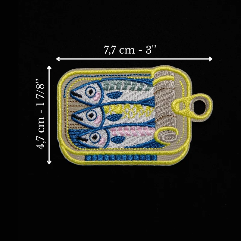 Petite boîte de sardines | Écusson thermocollant brodé poisson