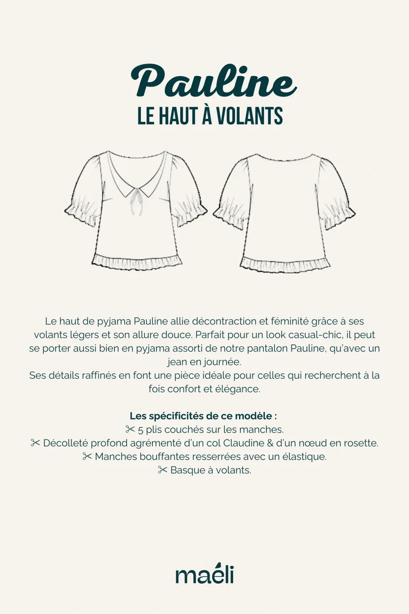 Coffret patrons couture Ensemble Pauline - Haut & Pantalon à volants