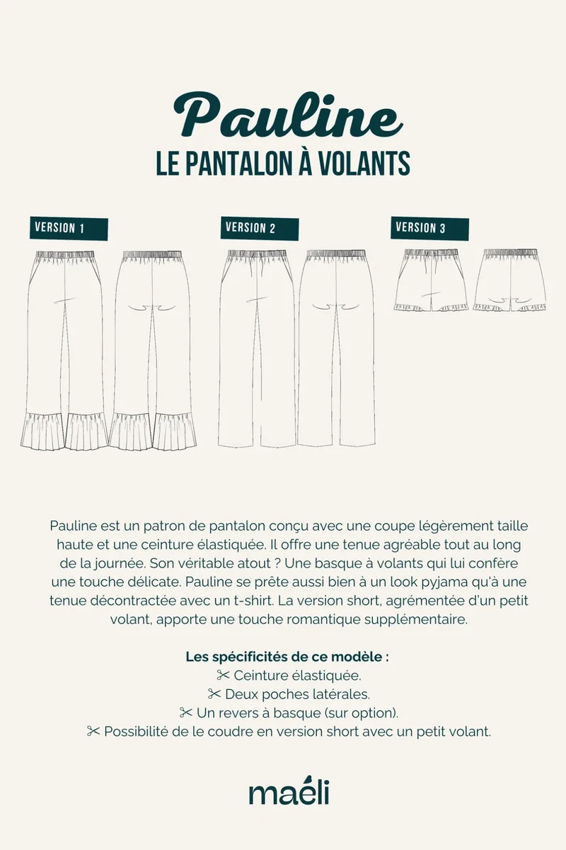 Coffret patrons couture Ensemble Pauline - Haut & Pantalon à volants