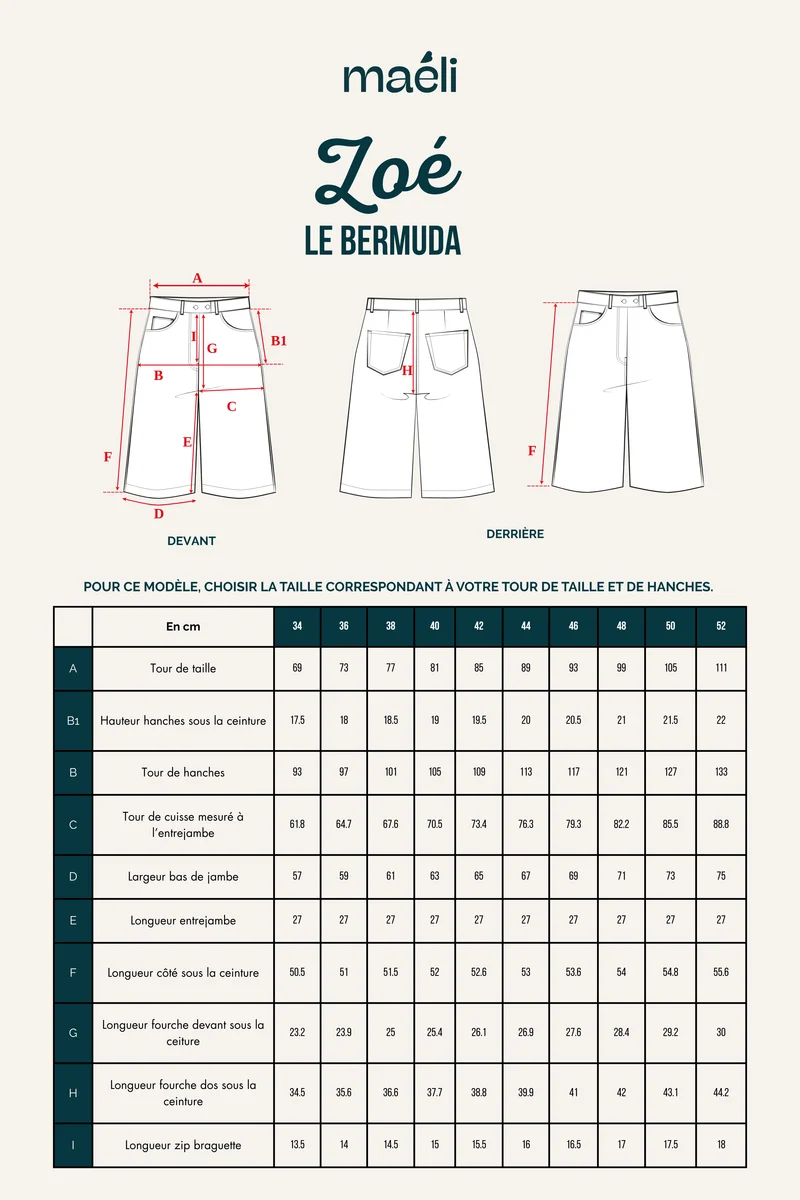Patron Le short, Zoé