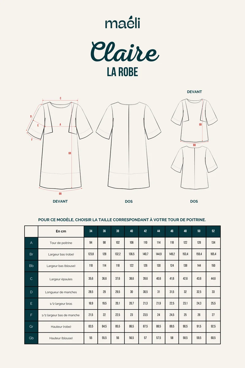 Coffret Tissu Camélia & patron Claire
