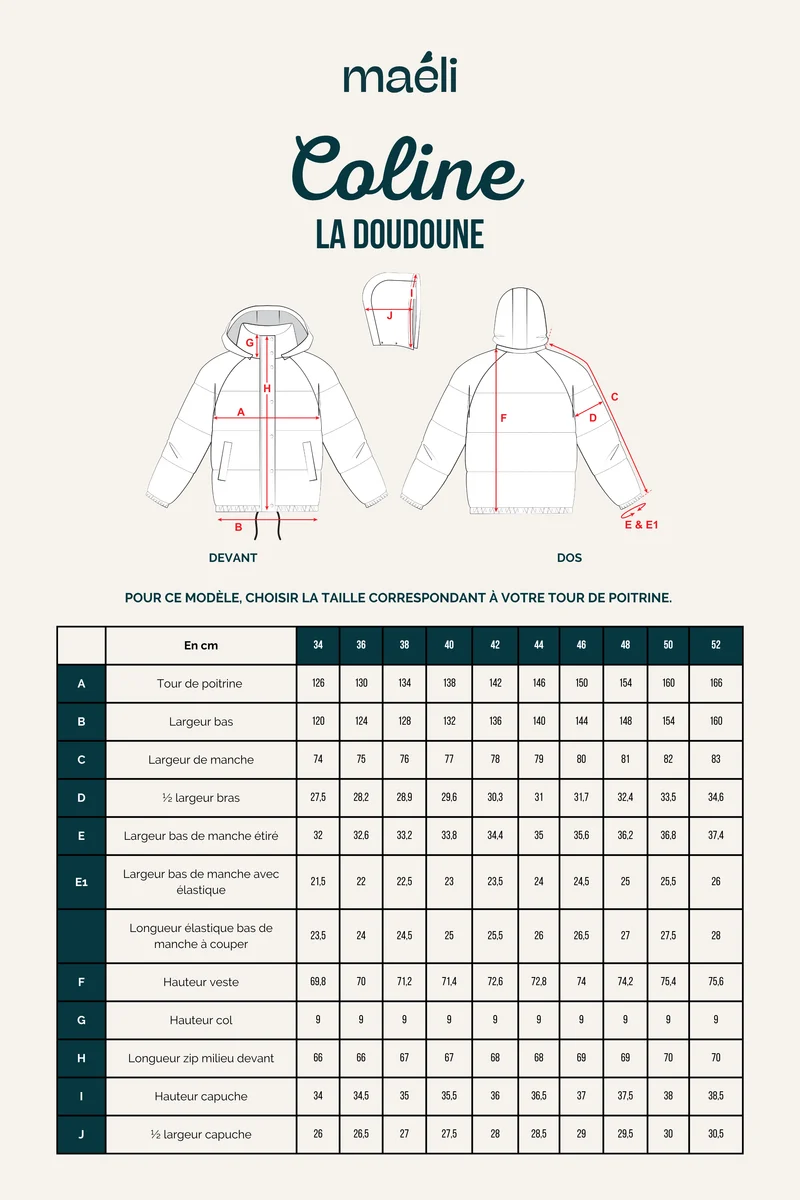 Patron La doudoune, Coline