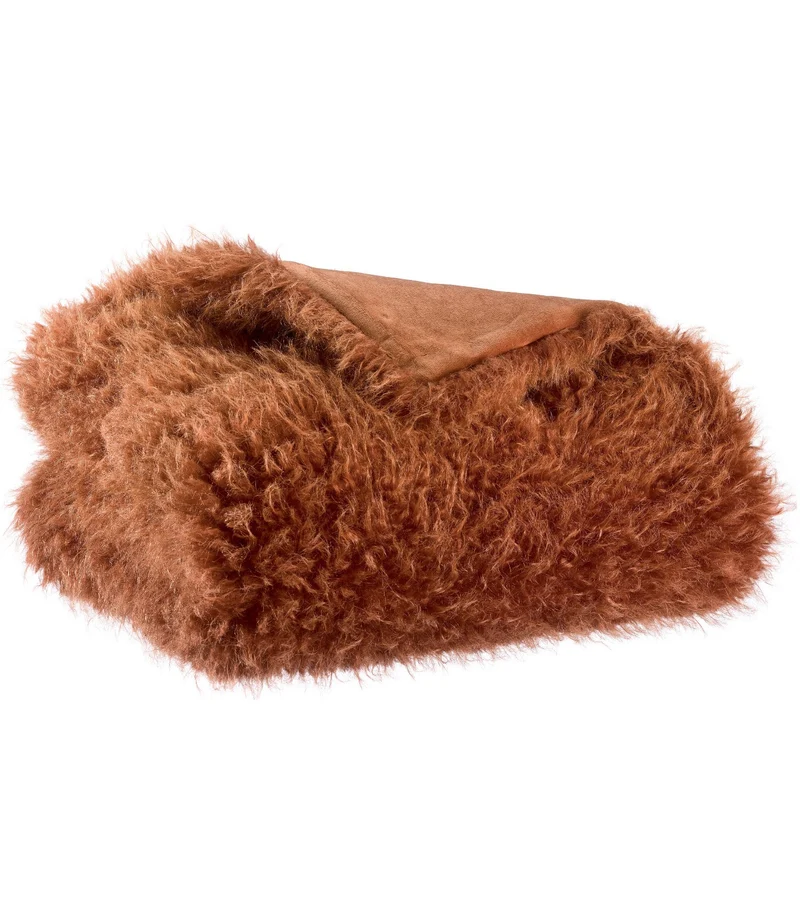 Plaid Fausse Fourrure Rouille Imitation Mouton - 130x160 cm