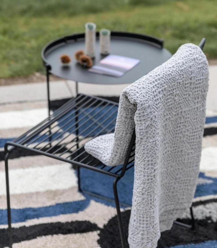 Jeté de canapé/ Couvre-lit 100% coton TANA Gris Perle