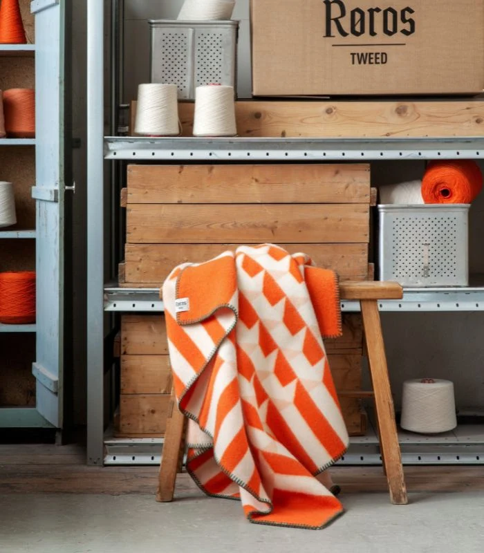 Plaid Pure Laine Design Kvam Orange 135 X 200 cm