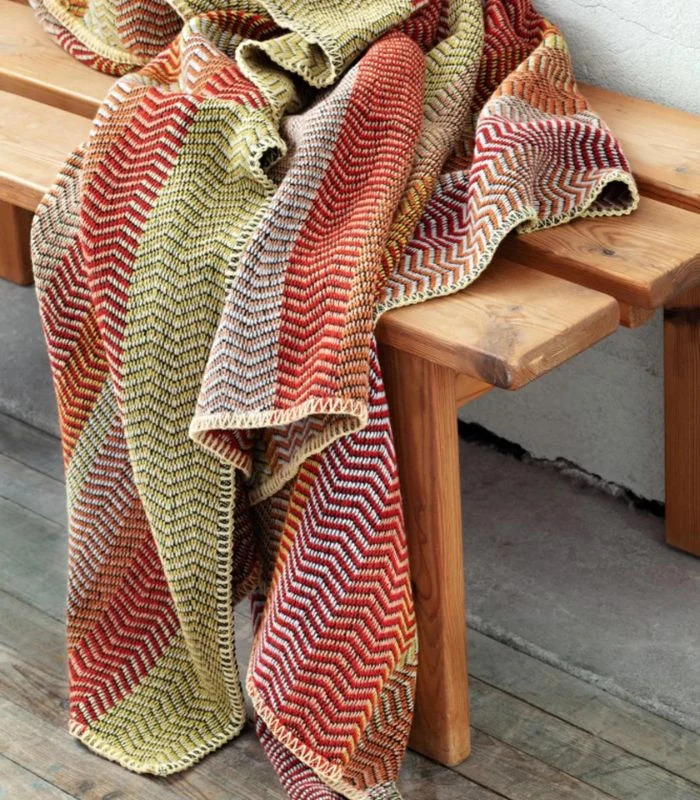 Plaid Pure Laine FRI Rouge et Vert clair 150 X 200 cm