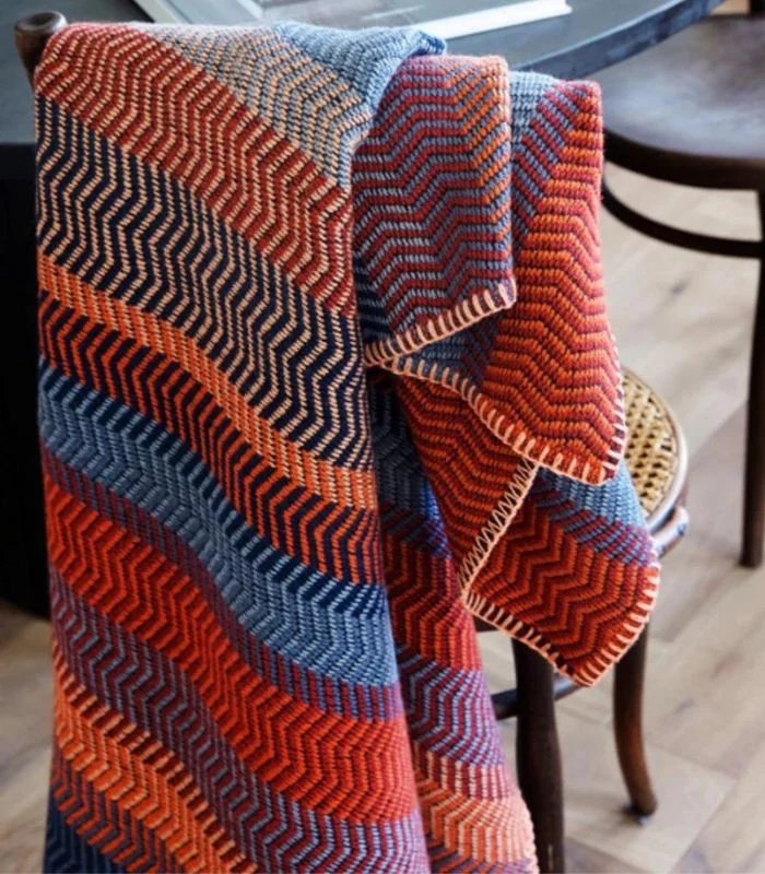 Plaid Pure Laine FRI Rouge et Bleu 150 X 200 cm