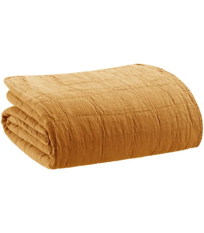 Jeté de canapé/ Couvre-lit 100% coton TITOU Havane - Choix de tailles