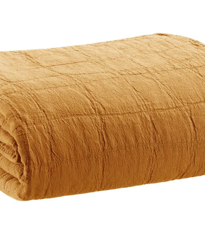 Jeté de canapé/ Couvre-lit 100% coton TITOU Havane - Choix de tailles