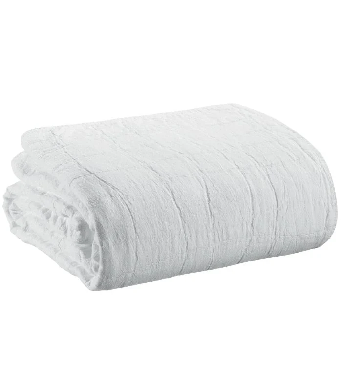 Jeté de canapé/ Couvre-lit 100% coton TITOU Blanc - Choix de tailles