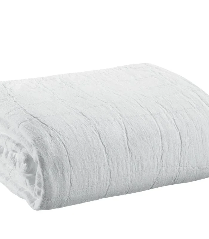 Jeté de canapé/ Couvre-lit 100% coton TITOU Blanc - Choix de tailles