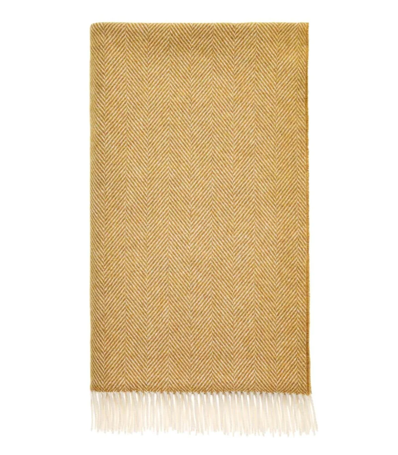 Plaid 100% Laine Mérinos Jaune Gold 140 X 185 cm
