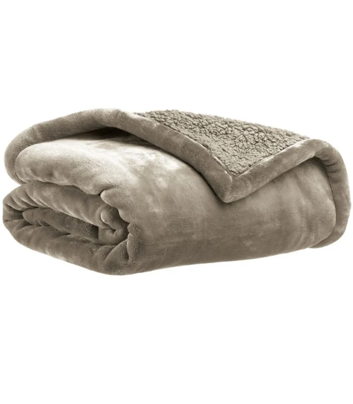 Plaid Cocooning Effet Mouton Beige Taupe - Choix de tailles