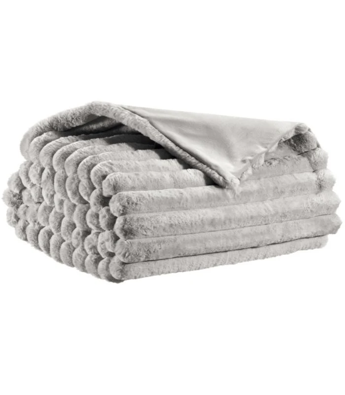 Plaid Fausse Fourrure Gris Perle 130 X 160 cm