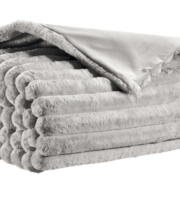 Plaid Fausse Fourrure Gris Perle 130 X 160 cm