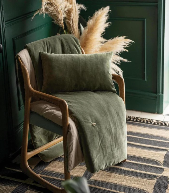 Coussin en Velours ELISE Vert Verveine - Choix de Tailles