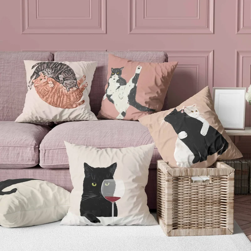 Coussin animaux chat drôle
