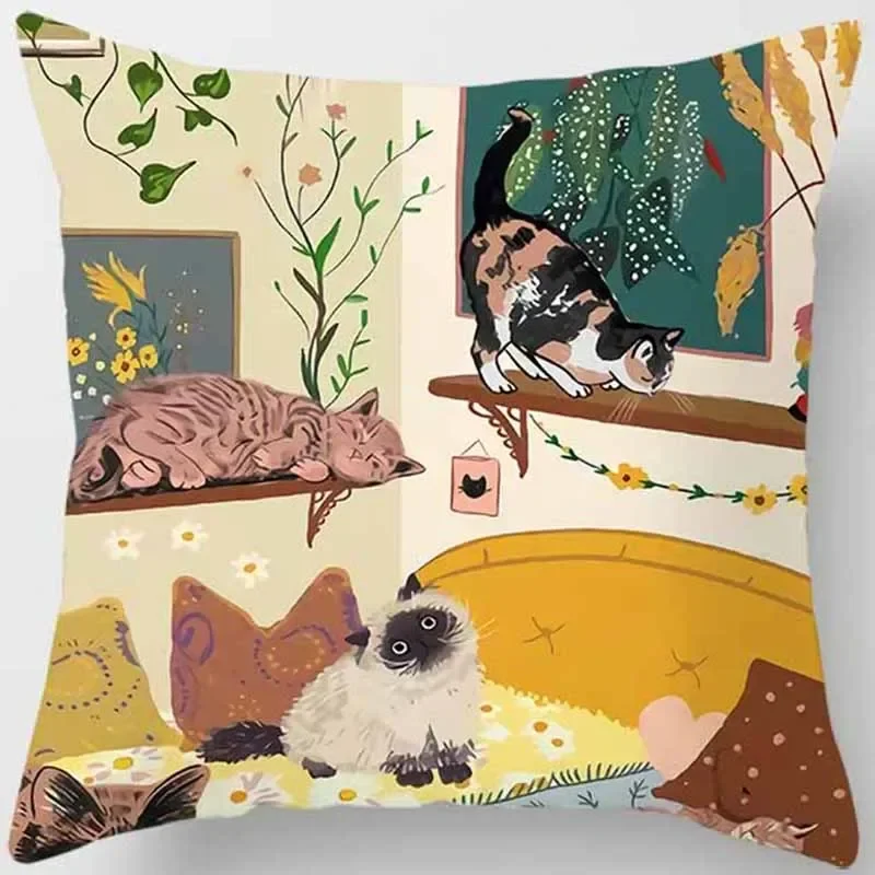 Coussin animaux chat drôle