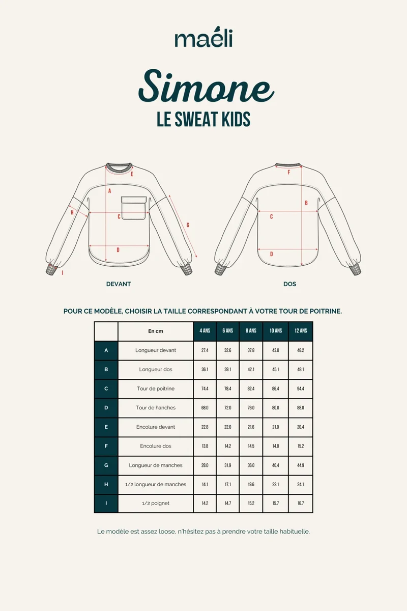 Patron Le sweat, Simone Kids