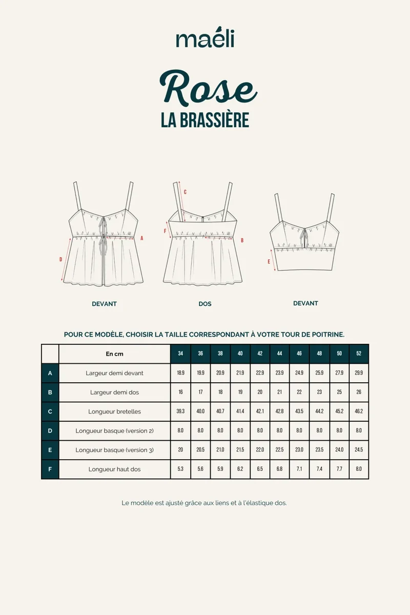 Patron La brassière, Rose