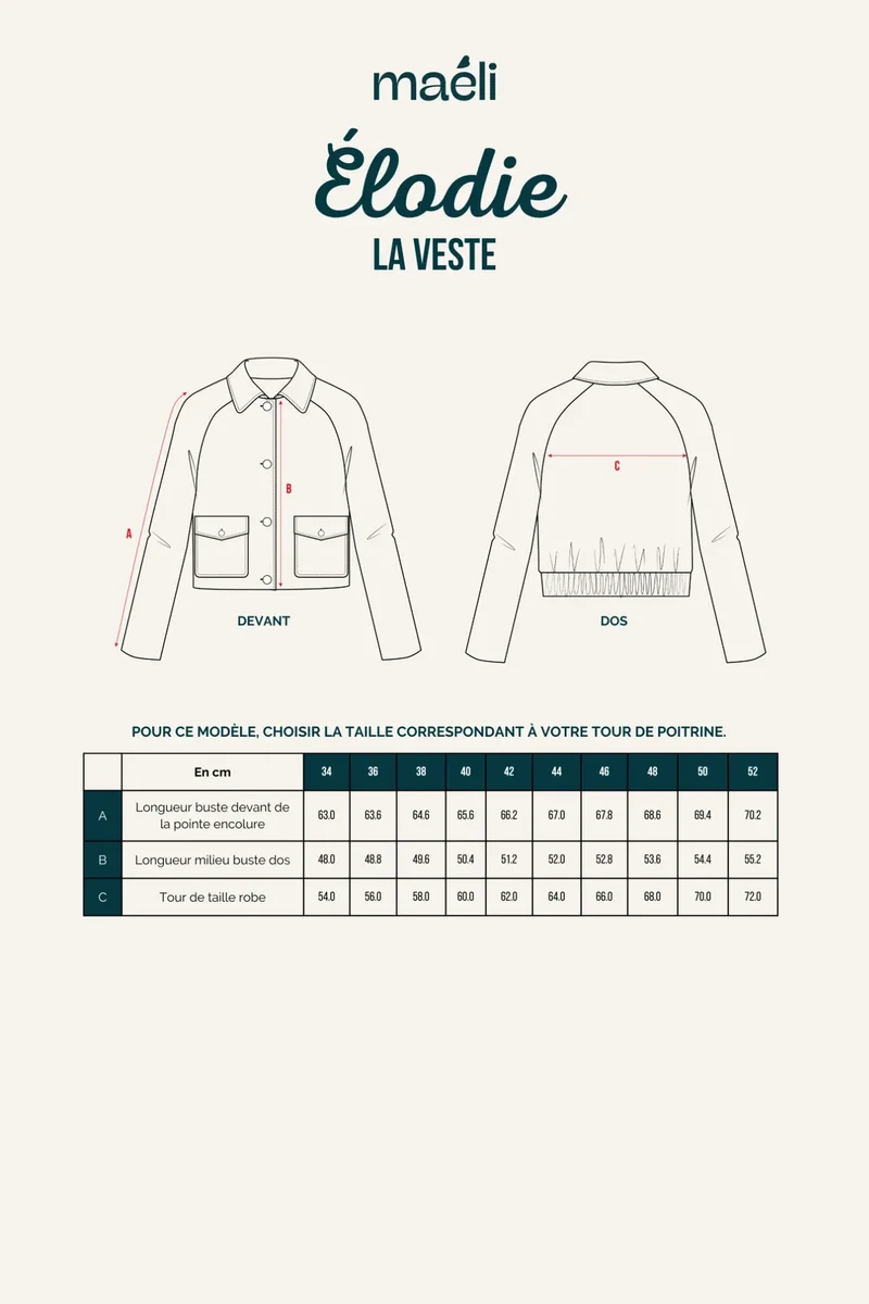 Patron La veste, Elodie