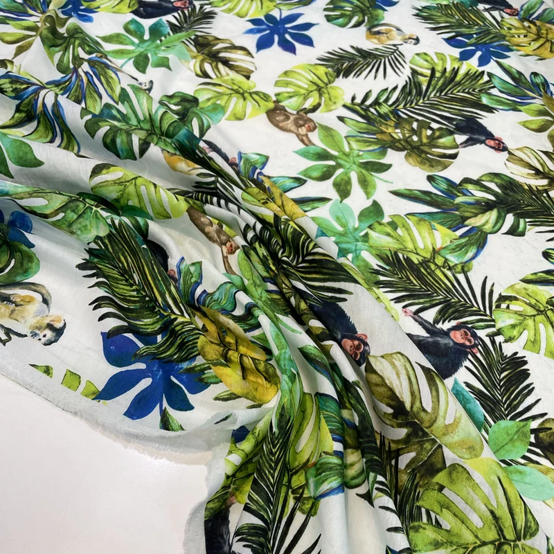 Tissu Voile, Coton et Soie - Singe, Tivion