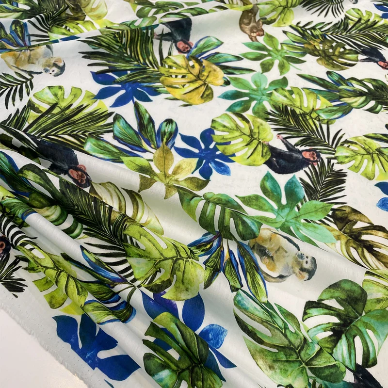 Tissu Voile, Coton et Soie - Singe, Tivion