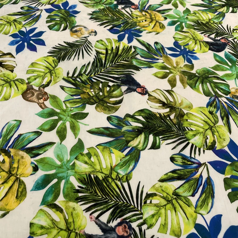 Tissu Voile, Coton et Soie - Singe, Tivion
