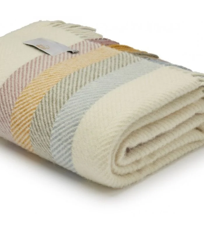 Plaid Laine Primerose Rayures Colorées 150 X 183 cm