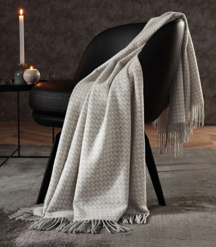 Plaid Cachemire Gris Clair 130 X 170 cm - Collection CORTINA