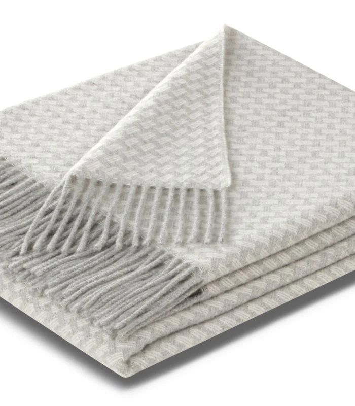 Plaid Cachemire Gris Clair 130 X 170 cm - Collection CORTINA