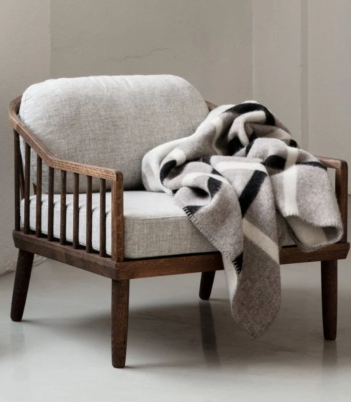 Plaid Pure Laine Design Knut Gris 135 X 200 cm