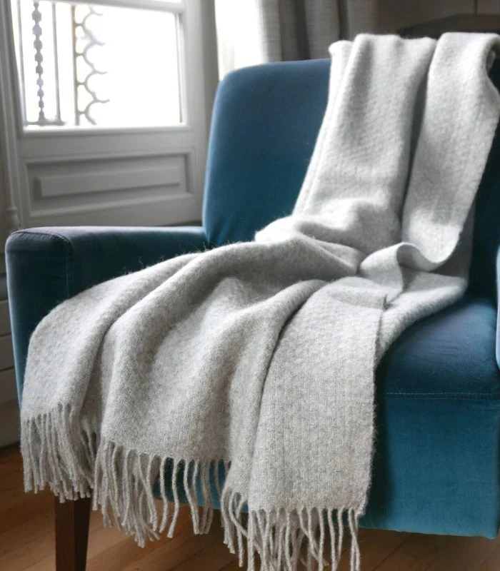 Plaid Pure Laine Gris Wafer 150 X 183 cm