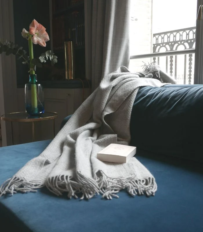 Plaid Pure Laine Gris Wafer 150 X 183 cm