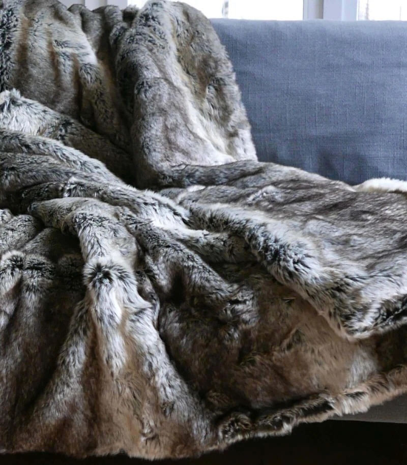 Plaid Couverture en Fausse Fourrure Grizzly 130X170 cm