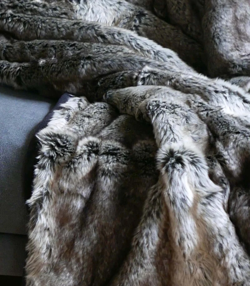 Plaid Couverture en Fausse Fourrure Grizzly 130X170 cm