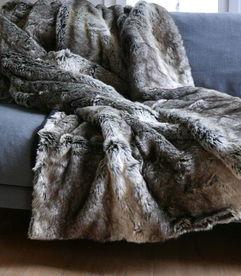 Plaid Couverture en Fausse Fourrure Grizzly 130X170 cm