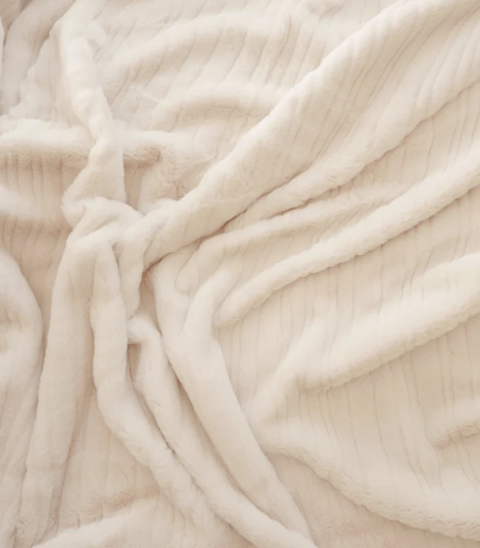 Plaid / Couvre-Lit Fausse Fourrure Blanc Ivoire 170 X 220cm