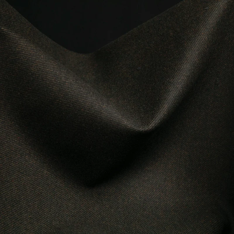 Tissu 100% laine pour manteaux | Brun foncé & noir | Deadstock designer