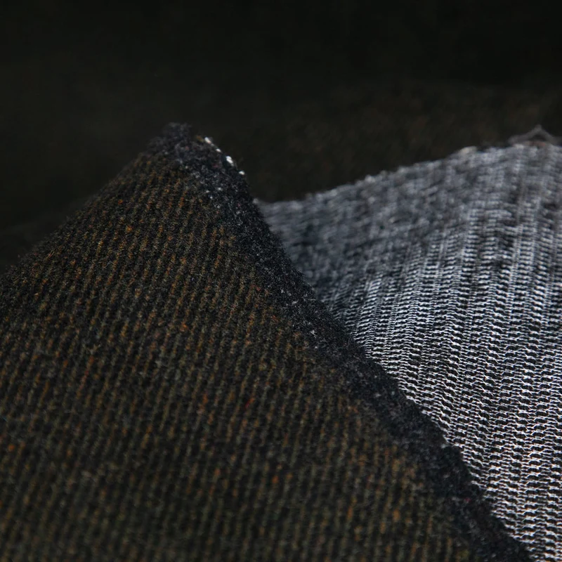 Tissu 100% laine pour manteaux | Brun foncé & noir | Deadstock designer
