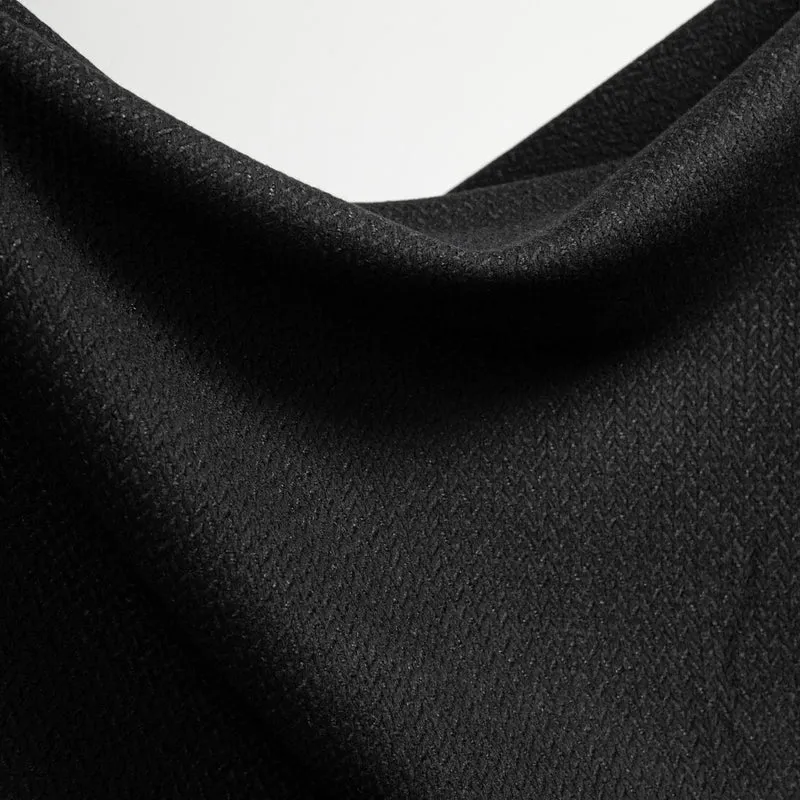 Laine pour manteau | Chevrons ton sur ton noirs