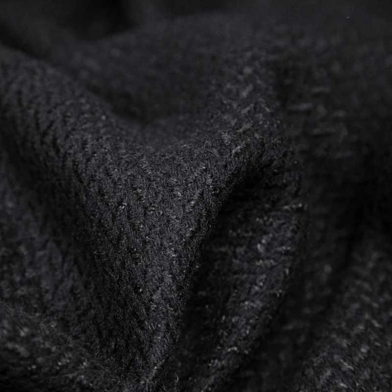 Laine pour manteau | Chevrons ton sur ton noirs