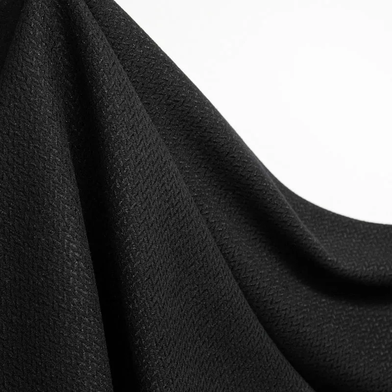 Laine pour manteau | Chevrons ton sur ton noirs
