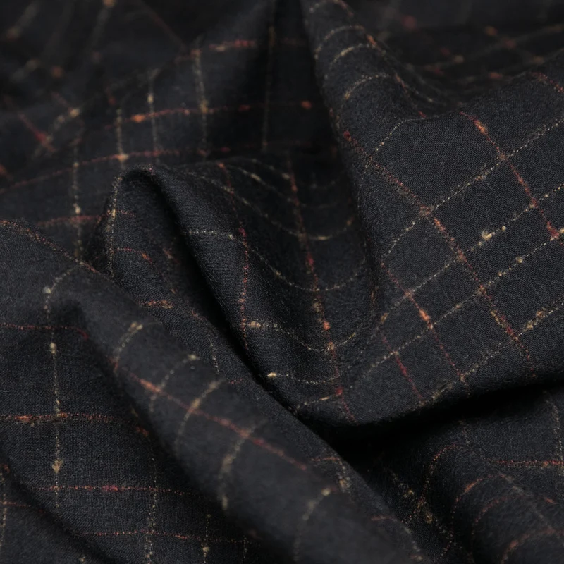 Tissu de Laine Tissée Léger | Carreaux Fenêtre Tissés Teints | 100 % Laine