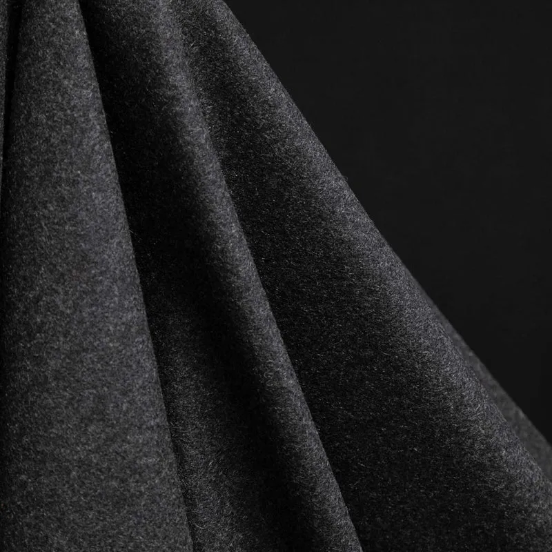 Laine et viscose pour manteau | Charcoal chiné | Épais