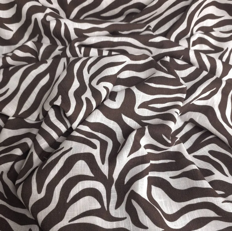 Slub de rayonne & lin | Zèbre | Chocolat | 49 cm | Fin de rouleau