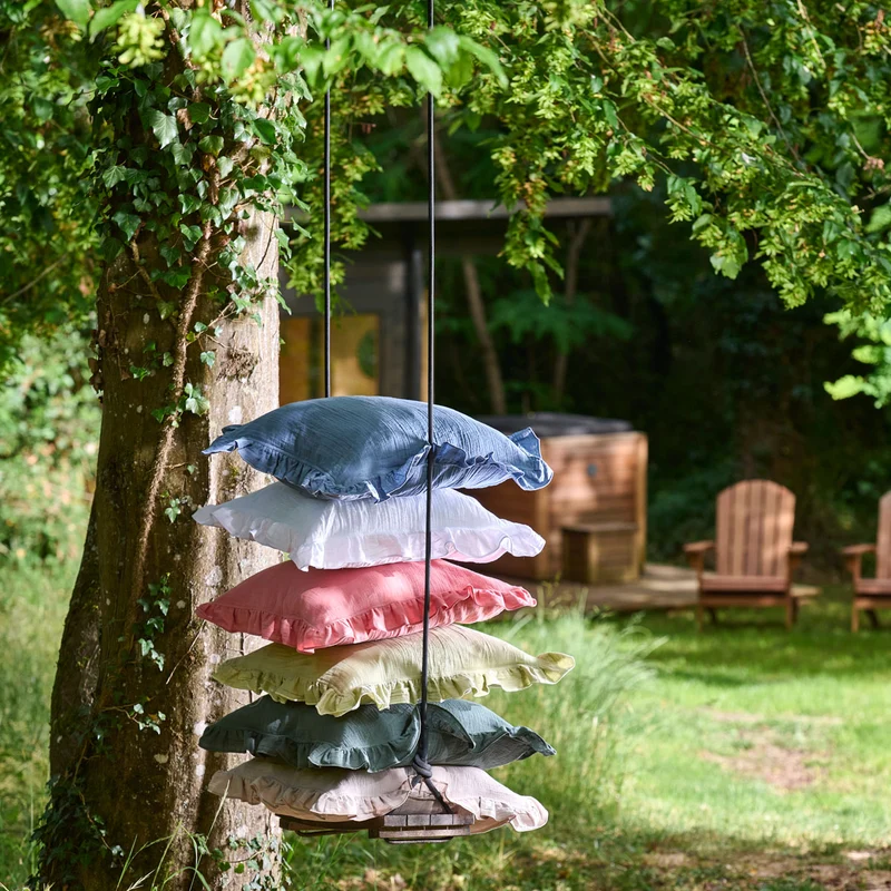Housse de coussin à volants - Gaze de coton